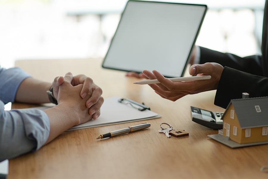 insurance agent talking to client west unity oh